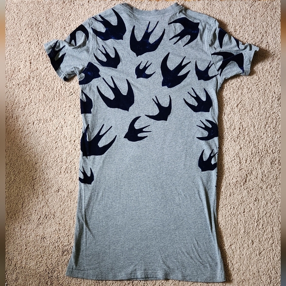 McQueen Signature Navy swallow shirt dress made in turkey short sleeve Cotton M - Picture 3 of 5